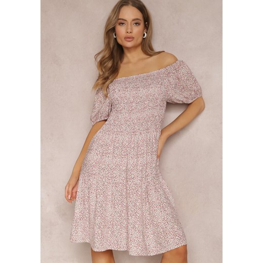 Biało-Różowa Sukienka z Wiskozy Actephone ze sklepu Renee odzież w kategorii Sukienki - zdjęcie 157064746