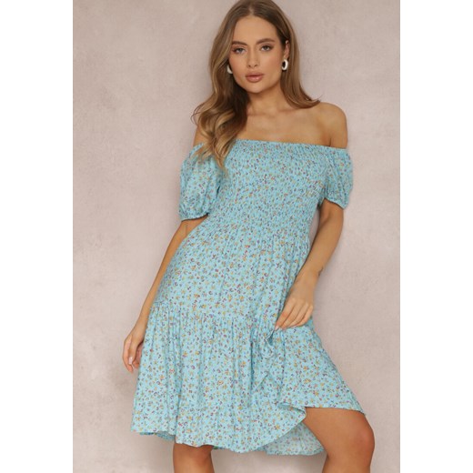 Niebieska Sukienka z Wiskozy Hermamia ze sklepu Renee odzież w kategorii Sukienki - zdjęcie 157064776