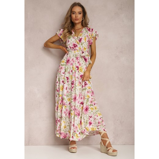 Biało-Różowa Sukienka Arginca ze sklepu Renee odzież w kategorii Sukienki - zdjęcie 157065775