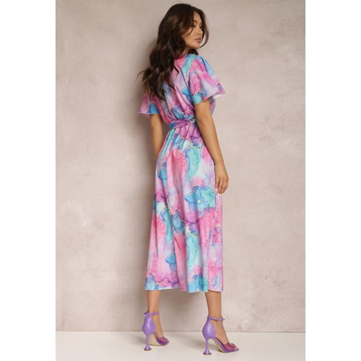 Różowo-Niebieska Sukienka Rhodassa Renee S promocyjna cena Renee odzież