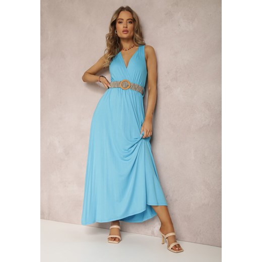 Niebieska Sukienka z Paskiem Phaerereia ze sklepu Renee odzież w kategorii Sukienki - zdjęcie 157067357