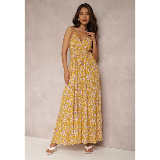Żółta Sukienka z Wiskozy Tritous ze sklepu Renee odzież w kategorii Sukienki - zdjęcie 157067537