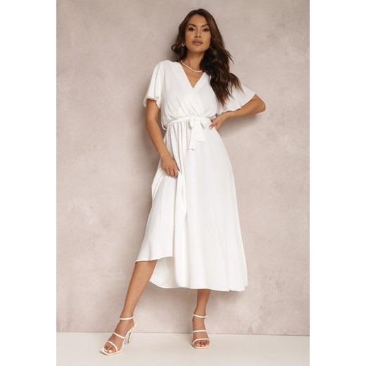 Biała Sukienka z Paskiem Oreithadina ze sklepu Renee odzież w kategorii Sukienki - zdjęcie 157067918