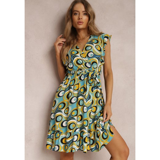 Miętowo-Żółta Sukienka z Paskiem Hippelaia ze sklepu Renee odzież w kategorii Sukienki - zdjęcie 157068347