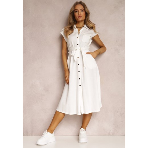 Biała Sukienka Koszulowa Eiditrite ze sklepu Renee odzież w kategorii Sukienki - zdjęcie 157068837
