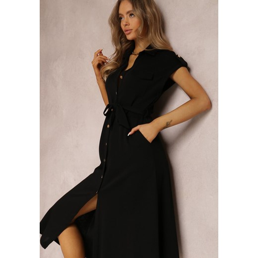 Czarna Sukienka Koszulowa Eiditrite Renee M okazyjna cena Renee odzież