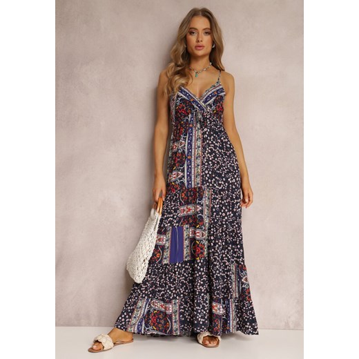 Granatowa Sukienka z Wiskozy Fihi ze sklepu Renee odzież w kategorii Sukienki - zdjęcie 157070407