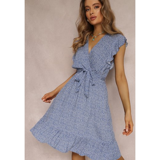 Niebieska Sukienka z Paskiem Mitho Renee XL promocyjna cena Renee odzież
