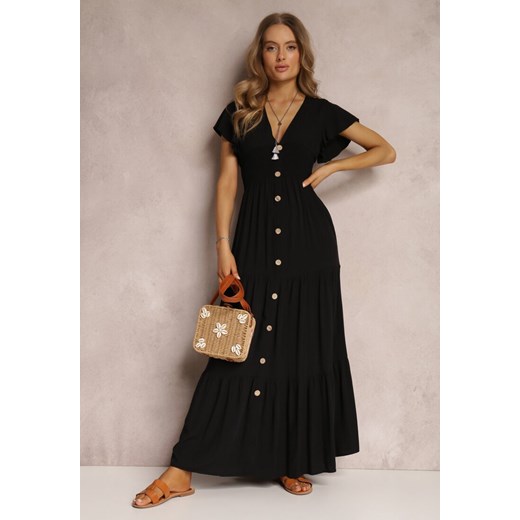 Czarna Sukienka z Wiskozy Lobsy ze sklepu Renee odzież w kategorii Sukienki - zdjęcie 157071198