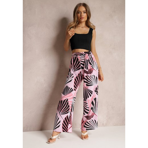 Różowe Spodnie Harmyse ze sklepu Renee odzież w kategorii Spodnie damskie - zdjęcie 157071636