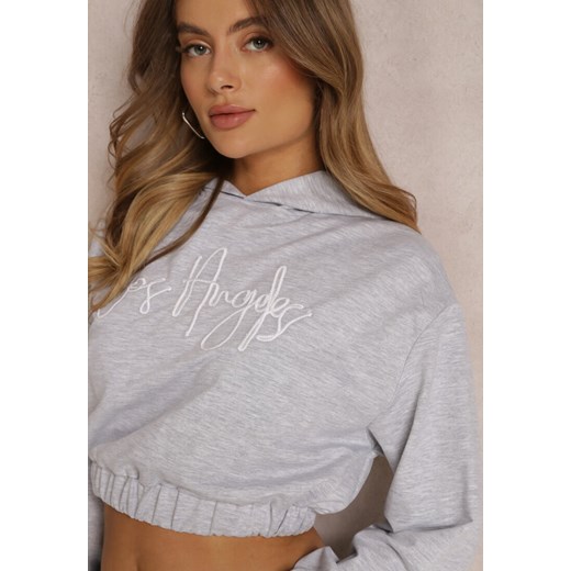 Jasnoszara Bluza Krótka z Kapturem Zulikha Renee XL wyprzedaż Renee odzież