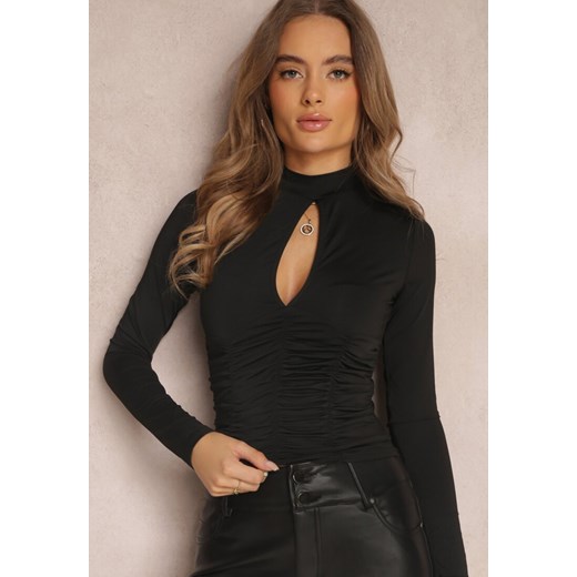 Czarna Bluzka z Wycięciem Eina ze sklepu Renee odzież w kategorii Bluzki damskie - zdjęcie 157074577