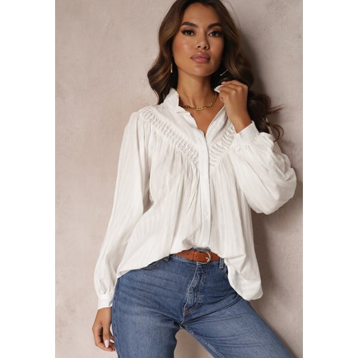 Biała Koszula Oversize z Bawełny Endona ze sklepu Renee odzież w kategorii Koszule damskie - zdjęcie 157075176