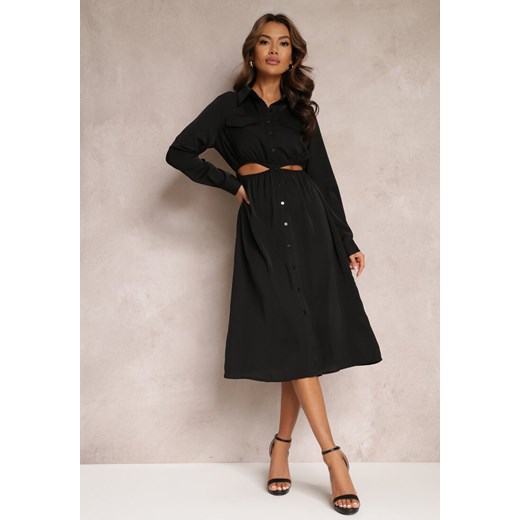 Czarna Sukienka Koszulowa Pumpa ze sklepu Renee odzież w kategorii Sukienki - zdjęcie 157075208
