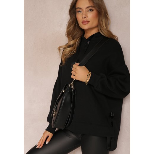 Czarna Bluza Oversize z Kapturem Liiza ze sklepu Renee odzież w kategorii Bluzy damskie - zdjęcie 157076169