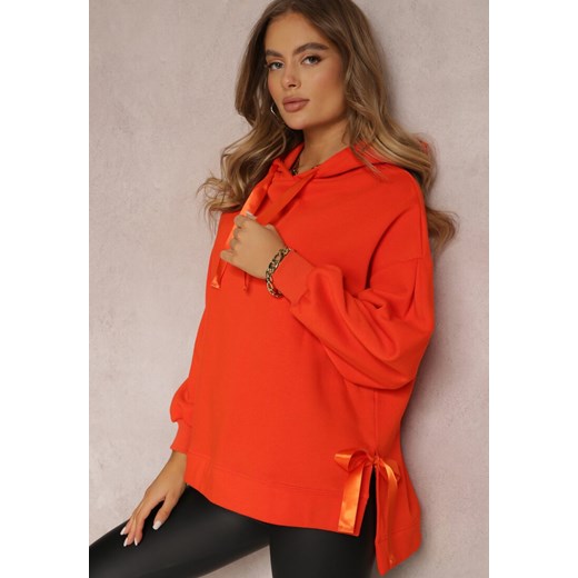 Pomarańczowa Bluza Oversize z Kapturem Liiza ze sklepu Renee odzież w kategorii Bluzy damskie - zdjęcie 157076178