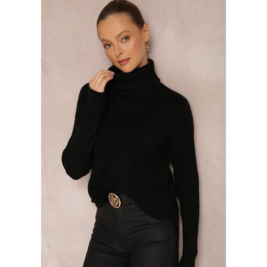Czarny Golf Prążkowany Darda ze sklepu Renee odzież w kategorii Swetry damskie - zdjęcie 157076877