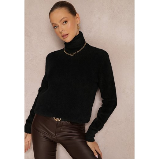 Czarny Golf Wełniany Długi Lezura ze sklepu Renee odzież w kategorii Swetry damskie - zdjęcie 157077255