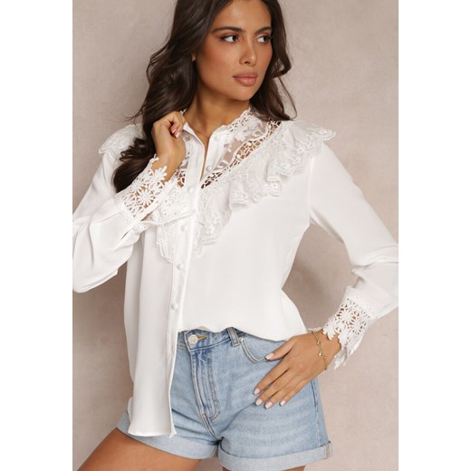 Biała Koszula z Koronką Hassei ze sklepu Renee odzież w kategorii Koszule damskie - zdjęcie 157081575