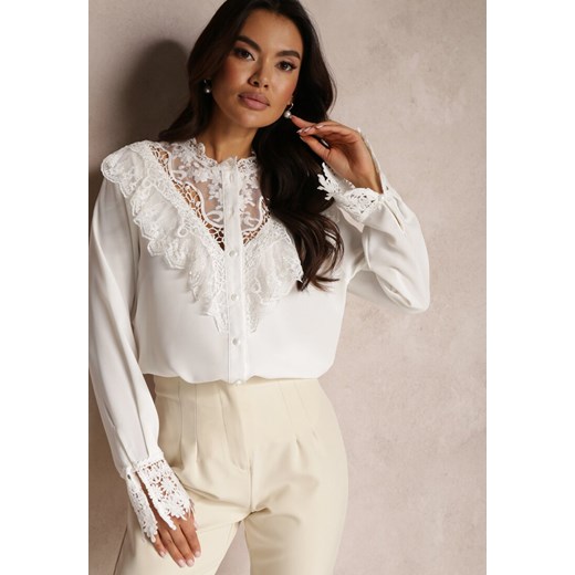 Biała Koszula z Koronką Hassei ze sklepu Renee odzież w kategorii Koszule damskie - zdjęcie 157081577