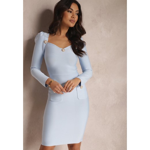 Niebieska Sukienka Dopasowana Delanthe Renee XS okazyjna cena Renee odzież