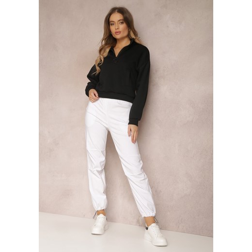 Białe Bawełniane Spodnie z Marszczoną Gumką w Talii Magu ze sklepu Renee odzież w kategorii Spodnie damskie - zdjęcie 157082525