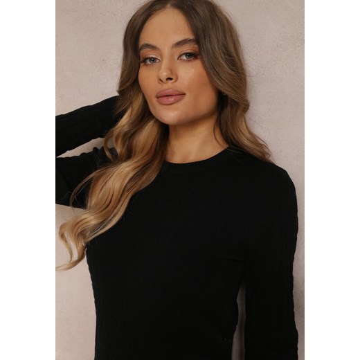 Czarny Sweter w Geometryczny Wzór Hize Renee S promocja Renee odzież