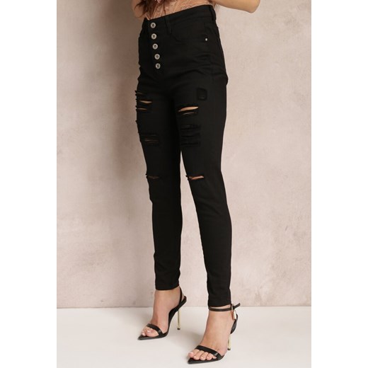 Czarne Jeansy Skinny z Wysokim Stanem Yholo ze sklepu Renee odzież w kategorii Jeansy damskie - zdjęcie 157084305