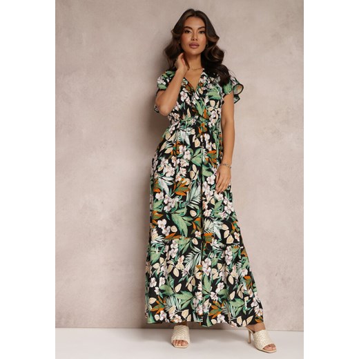 Zielona Sukienka z Wiskozy Maxi w Kwiaty Mahiza ze sklepu Renee odzież w kategorii Sukienki - zdjęcie 157084516