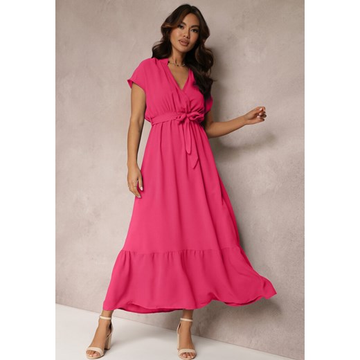 Sukienka Renee kopertowa z dekoltem w serek letnia maxi elegancka 