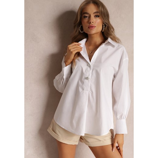 Biała Koszula Bawełniana i Trapezowa Nene ze sklepu Renee odzież w kategorii Koszule damskie - zdjęcie 157085227