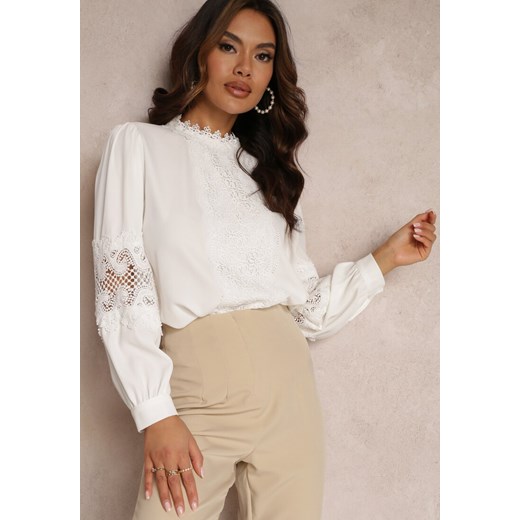 Biała Bluzka z Koronkowymi Wstawkami Parks ze sklepu Renee odzież w kategorii Bluzki damskie - zdjęcie 157085425