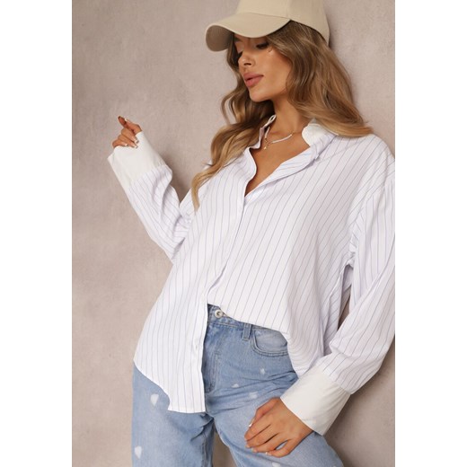 Biała Koszula Zapinana na Guziki z Podwijanymi Rękawami Niarin ze sklepu Renee odzież w kategorii Koszule damskie - zdjęcie 157087358