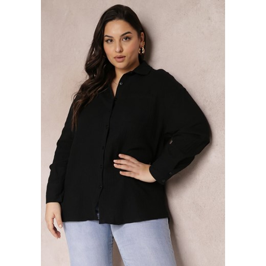 Czarna Koszula Zapinana z Bawełny Murame ze sklepu Renee odzież w kategorii Koszule damskie - zdjęcie 157088128