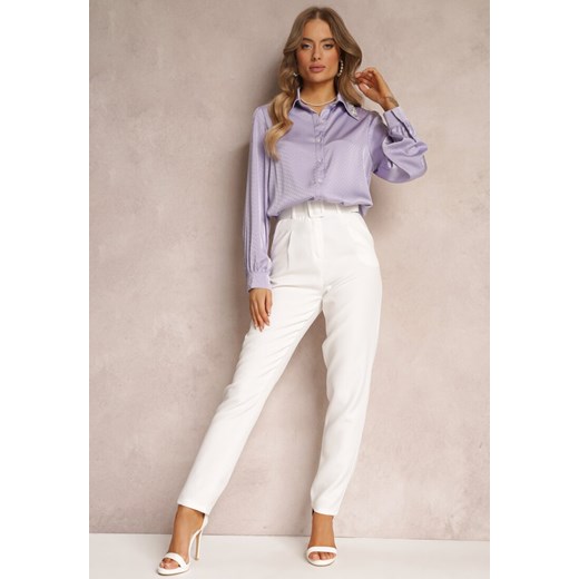 Białe Spodnie Garniturowe High Waist z Paskiem Wenus ze sklepu Renee odzież w kategorii Spodnie damskie - zdjęcie 157089008