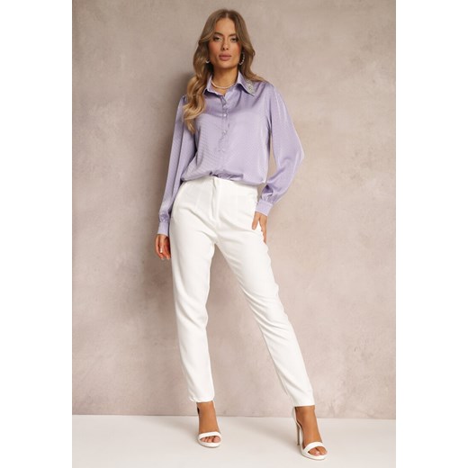 Białe Spodnie z Prostymi Nogawkami i Imitacją Kieszeni Viarvi ze sklepu Renee odzież w kategorii Spodnie damskie - zdjęcie 157089048