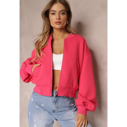 Fuksjowa Kurtka Bomberka ze Ściągaczami i Tłoczeniem Tatine Renee 2XL wyprzedaż Renee odzież