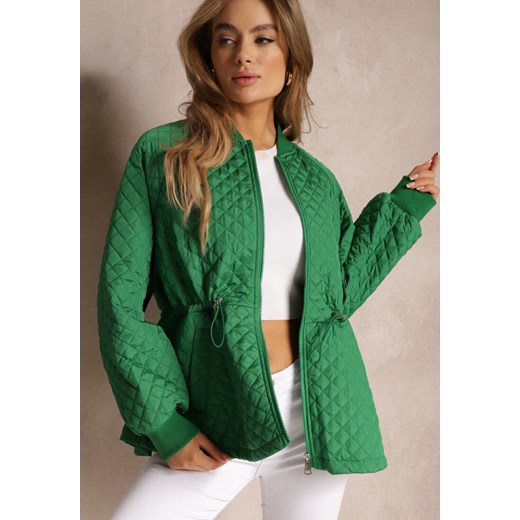 Zielona Pikowana Kurtka Bomberka ze Ściągaczami Libbie ze sklepu Renee odzież w kategorii Kurtki damskie - zdjęcie 157089726