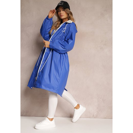 Niebieski Płaszcz z Kapturem i Ściągaczem w Talii Maiar Renee S Renee odzież okazja
