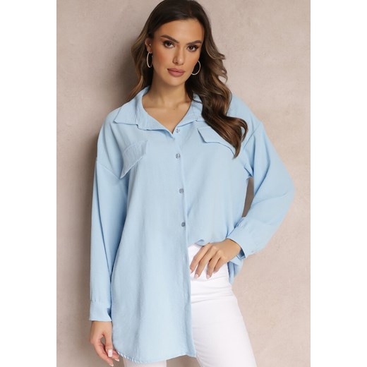 Niebieska Koszula z Guzikami i Imitacją Kieszeni Yousra ze sklepu Renee odzież w kategorii Koszule damskie - zdjęcie 157090439