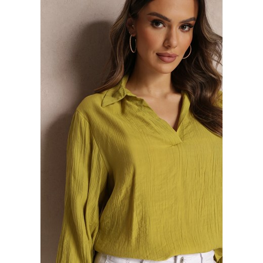 Jasnozielona Bluzka z Kołnierzykiem i Rozszerzanym Dołem Yolalline Renee M wyprzedaż Renee odzież