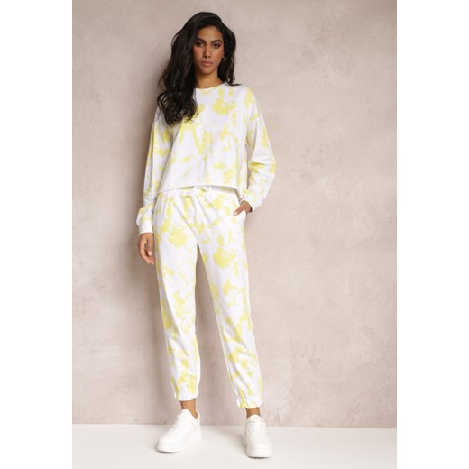 Żółte Spodnie Dresowe z Wzorem Tie-Dye Leiya Renee XL promocja Renee odzież