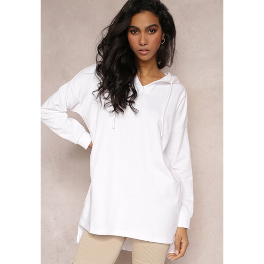 Biała Asymetryczna Bluza z Kapturem Oversize Kavita ze sklepu Renee odzież w kategorii Bluzy damskie - zdjęcie 157090959