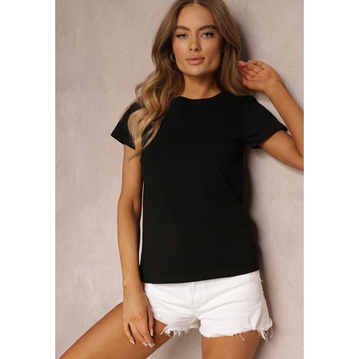 Czarny T-shirt z Linii Basic Apoxis ze sklepu Renee odzież w kategorii Bluzki damskie - zdjęcie 157091009