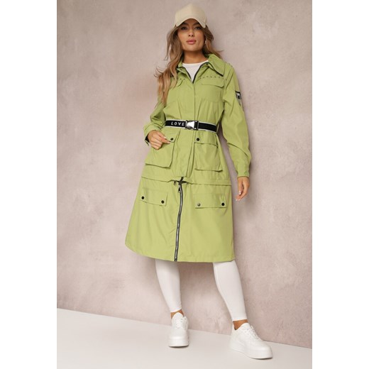 Zielony Płaszcz z Regulacją Długości Aavya ze sklepu Renee odzież w kategorii Płaszcze damskie - zdjęcie 157093288