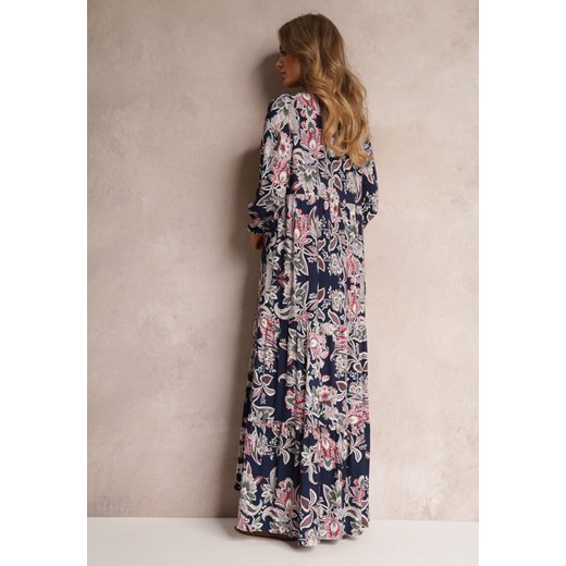 Granatowa Sukienka Oversize w Kwiaty Iophne Renee S promocja Renee odzież
