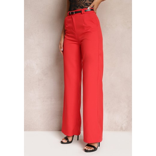 Czerwone Szerokie Spodnie z Paskiem z Imitacji Skóry Vortexi Renee M Renee odzież okazja