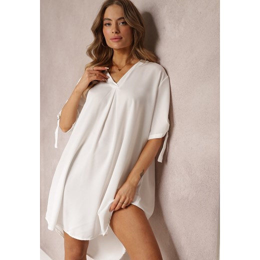 Biała Pudełkowa Sukienka Oversize z Kołnierzykiem Zaya ze sklepu Renee odzież w kategorii Sukienki - zdjęcie 157097558
