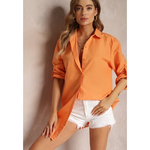 Pomarańczowa Koszula z Kołnierzem i Rękawami na Guzik Spruha ze sklepu Renee odzież w kategorii Koszule damskie - zdjęcie 157100276