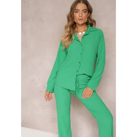 Zielony 2-częściowy Komplet z Koszulą i Spodniami Zdobionymi Delikatnym Renee ONE SIZE Renee odzież promocja
